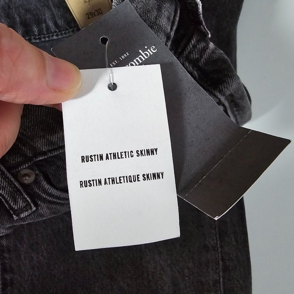 Abercrombie Fitch‎ Rustin Jeans Men’s 29x30 Black Athletic Skinny Distressed - Picture 6 of 13